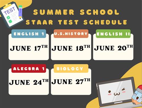 Summer STAAR Schedule